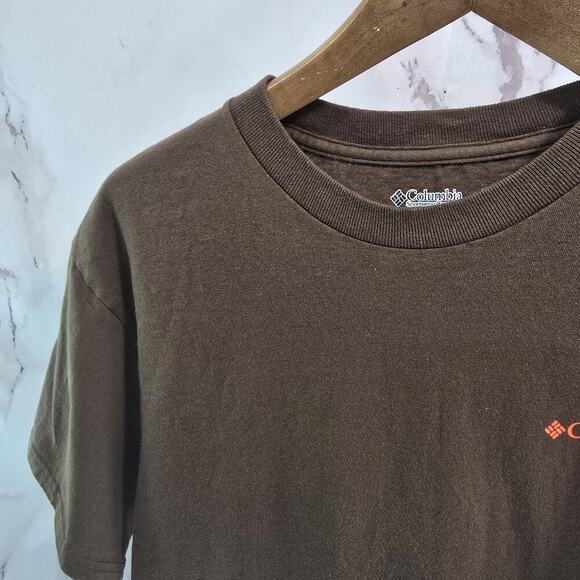 Columbia T Shirt Mens Medium PHG Chocolate Brown Orange Crew Neck Tee - Picture 2 of 10